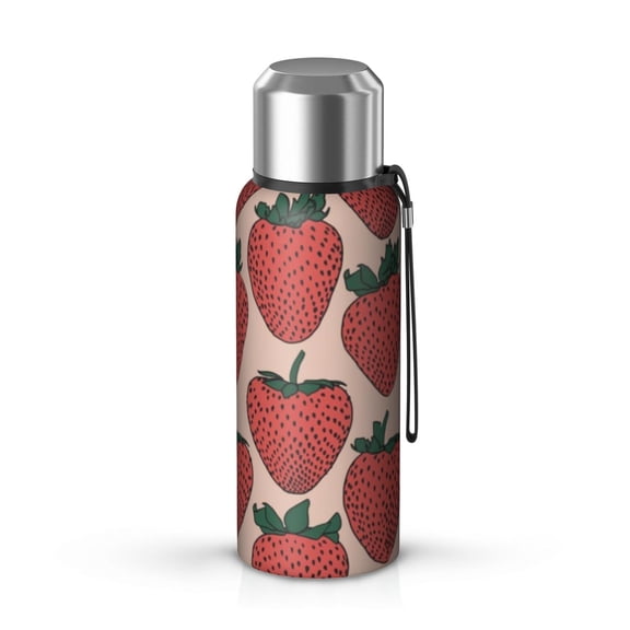 20 Oz Pink Strawberry Plants Fruit Coffee Tumbler Double Wall Insulated Stainless Steel Water Bottle | Metal Reusable Thermoses Flask with Cup Cap | Leak & Sweat Proof with Anti-Dust Lid