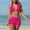 Hot Pink, variant on PWPSG Collared Halter V Neck Bikini with Cutout Detail and High Waist Boyshort Bottom Two Piece Swimsuit Black M