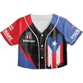 thumbnail image 3 of Lotusprinthandmade Personalized Name Puerto Rico Crop Top Baseball Jersey for Women XS-XL Multicolor, 3 of 5