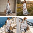 thumbnail image 4 of Tsovthrid Ink-Wash Cherry Blossom Mountain Print Linen-Like Couple Matching Shirts, Women's Maxi Dress with Pockets and Men's Aloha Shirt, 2026 Beach Couples Outfit for Husband Wife, 4XL, 4 of 7