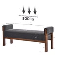 thumbnail image 5 of Usaint Soft Upholstered Chenille Ottoman Bench with Padded Armrests, Solid Wood Legs for Entryway, Bedroom End of Bed, Living Room, Dark Gray, 5 of 7