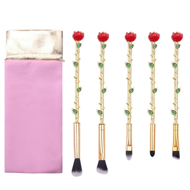 5PCS Makeup Brush Set Fashion Rose Flower Cosmetic Brush for Valentine Christmas