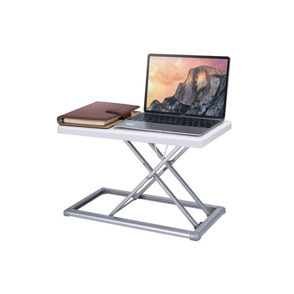 Rocelco 19" Portable Desk Riser - Height Adjustable Travel Standing Desk Converter - Premium Compact Sit Stand Up Laptop Rising Workstation with Carry Bag - White (R PDRW)