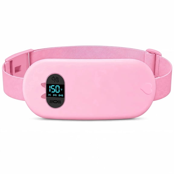 TeSabMi Cordless Heating Pad for Period Cramps, Portable Menstrual Heating Belt with 6 Heat Levels, 6 Vibration Modes, Gift for Women, Pink
