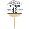 46th Birthday / Anniversary Novelty Burlap Cupcake Decoration Picks -12pack