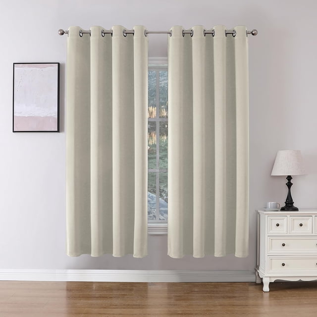 Cortinas Blackout Joydeco 183 cm de Largo 2 Paneles Juego Beige Claro