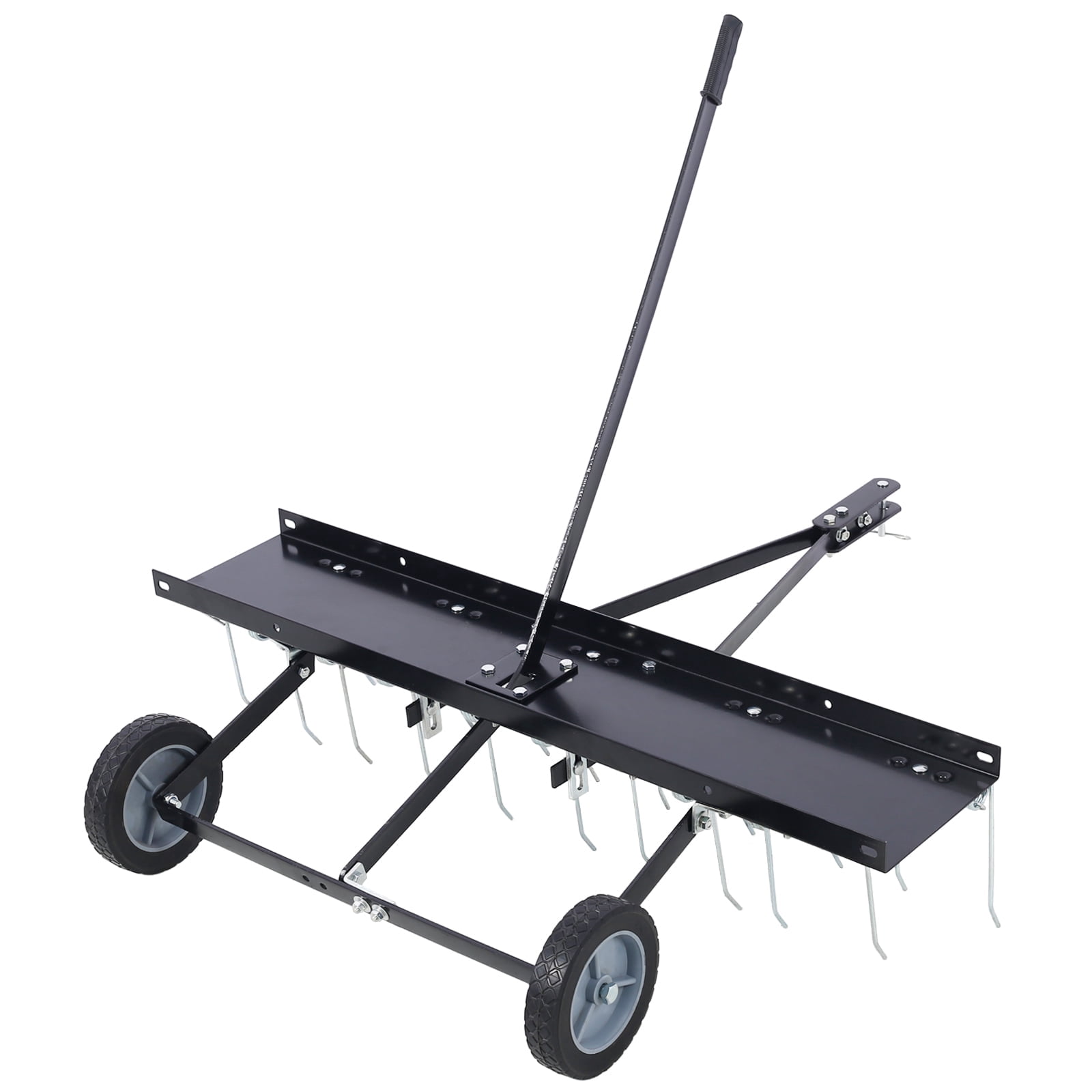 40-Inch Lawn Sweeper Tow Behind Dethatcher - Black - Steel - Ideal for Yard Care - Easy Attachment and Detachment