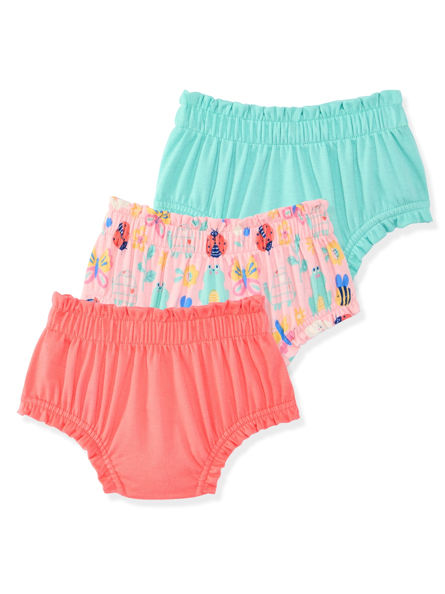 Garanimals Baby Girls Cotton Bloomers, 3-Pack, Sizes 0-24M