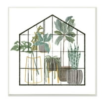 Stupell Industries Modern Greenhouse Illustration Chic Indoor Plants Palm Leaves,12 x 12, Design by Melissa Wang