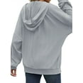 thumbnail image 5 of QAFOPEH Women Zip Long Sleeve Sweatshirt Drawstring Hoodies With Pockets, 5 of 7