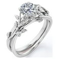 thumbnail image 3 of JeenMata Half Carat Round Real Diamond Bridal Set - Leaf and Vine Diamond Wedding Ring Set - 10k White Gold, 3 of 8