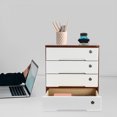 thumbnail image 3 of Lacquer Wood 15.94 Inches High 4-Storey Locked Storage Cabinet Desktop Drawer Locker Office Stationery Organizer, 3 of 20