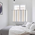 thumbnail image 4 of Beige Grey Striped Kitchen Curtains 63 Inch Length, Minimalist Farmhouse Stripe Grommet Top Bedroom Living Room Curtains, Light Filtering Cafe Curtain Drapes 2 Panels Set 104''x63'', 4 of 9