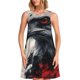 thumbnail image 1 of Balery Red Black Ink Style Bald Eagle Vestidos de verano para mujer con estampado: vestido holgado sin mangas, vestido playero informal y cómodo para días calurosos., 1 of 7