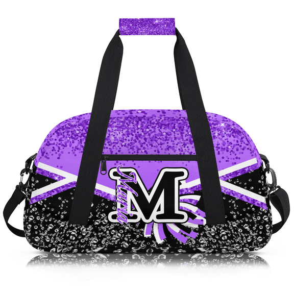 Jiaoprinted Personalized Cheer Bag, Custom Sport Duffel Bag with Name, Customize Gym Bag, Travel Overnight Weekender Bags, Cheerleading Gifts, Purple Glitter