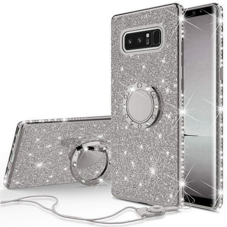SOGA Diamond Bling Glitter Cute Phone Case with Kickstand Compatible for Samsung Galaxy Note 8 Case,Rhinestone Slim Bumper with Ring Stand Girls Women Cover for Samsung Galaxy Note 8 (Best Price Galaxy Note 8)