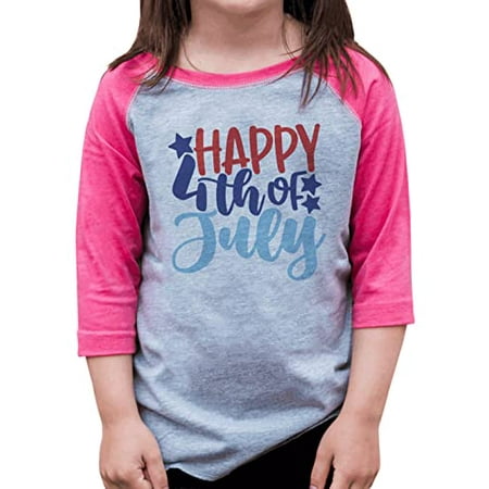 

7 ate 9 Apparel Girls Patriotic 4th of July Shirt - Happy 4th of July Stars Pink Shirt 6 Months