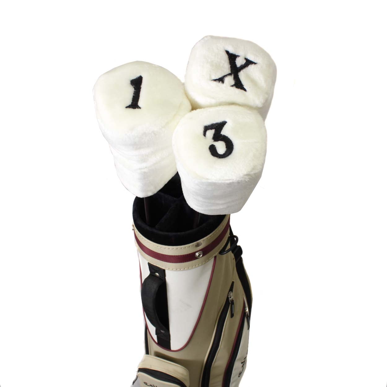 Pro Source Golf Club Cylinder Fur Headcovers Set of 3 White