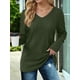 thumbnail image 5 of Blusas de Larga para Mujer, Camisetas con Cuello en V, Suéteres Tipo Túnica Ligeros, Moda Verde Oscuro M, 5 of 9