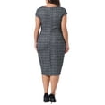 thumbnail image 3 of Agnes Orinda Women's Plus Size Tweed Dress Sheath Vintage Square Neck Cap Sleeve Side Split Work Midi Pencil Dresses with Zipper 1X Black, 3 of 6