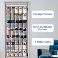 thumbnail image 4 of 35 Pockets Over the Door Shoe Organizer, Hanging Shoe Organizer for Door with 35 Mesh Pockets Large Capacity Shoe Hanging Storage Bag with 4 Metal Hooks (White-1Pack), 4 of 7