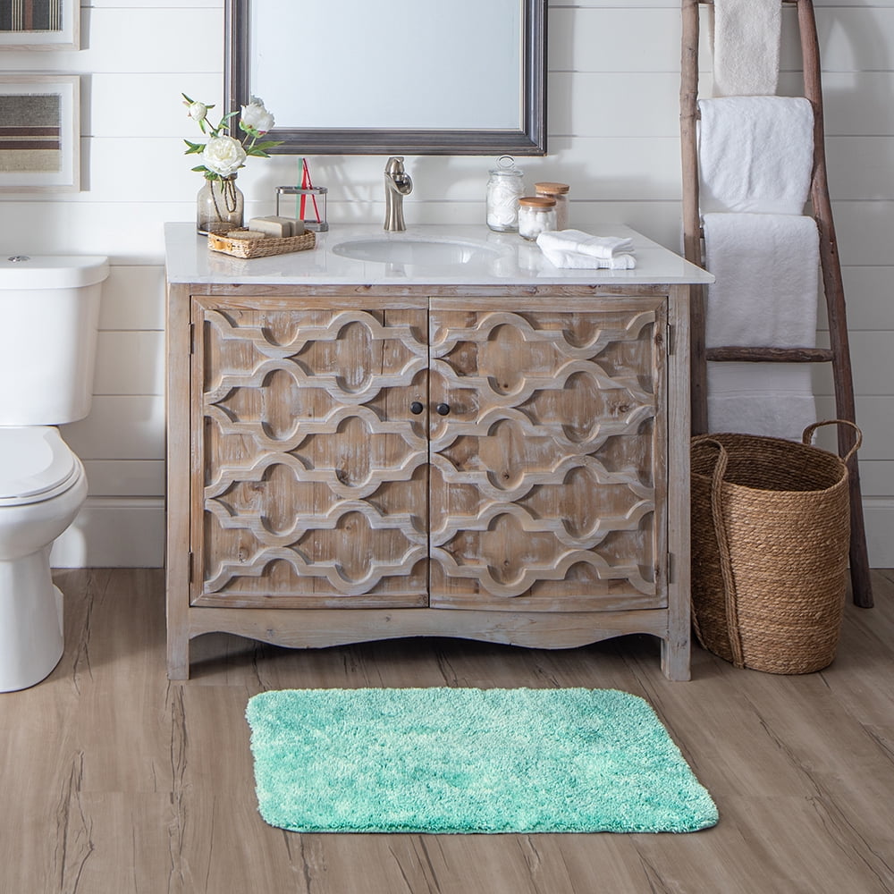 Mainstays Perfomance One Piece Polyester Bath Rug, Classic Mint, 19.5" x 34"