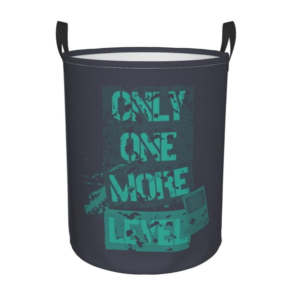 ZICANCN Laundry Basket Organizer, Game Mode Slogan Print Gray Collapsible Hamper for Bathroom Bedroom Laundry Room, Small Size