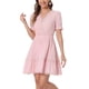 thumbnail image 4 of Vestido Casual Mini de Manga Abullonada con Escote en V y Cintura Elástica para Mujeres INSPIRE CHIC Color Rosa Claro XS, 4 of 5
