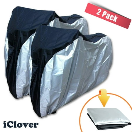 [2 Packs] Bicycle Cover,IClover Bike Cover Nylon Heavy Duty Waterproof Bicycle Cover for Mountain Bike,Road Bike Stored Outdoors or Indoors,Silvery and (Best Way To Store Bicycles In Garage)