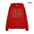 thumbnail image 4 of Qarigey Sudadera con capucha y cremallera para mujer, jersey de manga larga cálido de otoño, suéter informal con fecha lisa, sudadera Prendas para la parte del cuerpo Rojo SG, 4 of 6