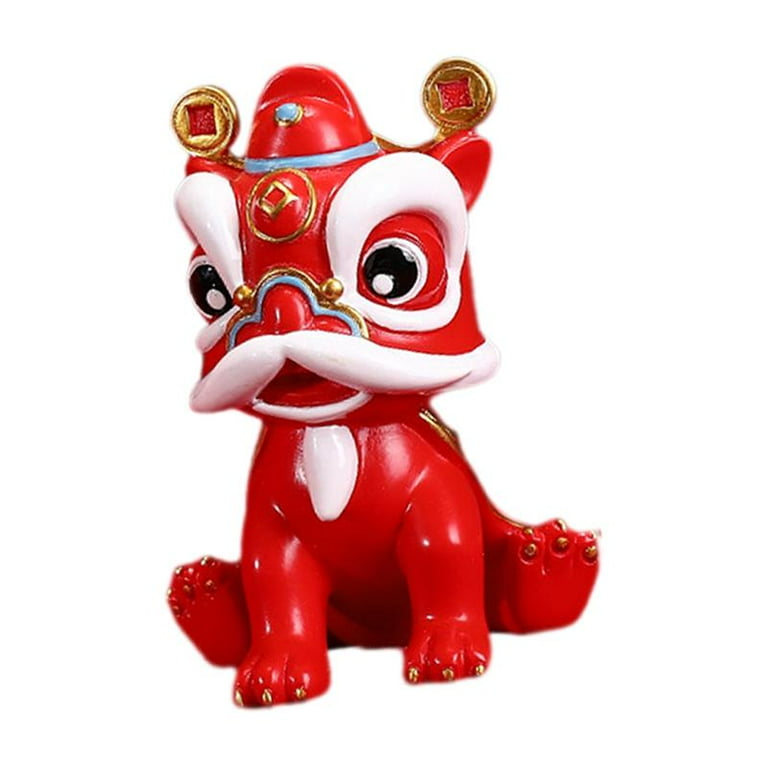 Chinese Lion Statue Red