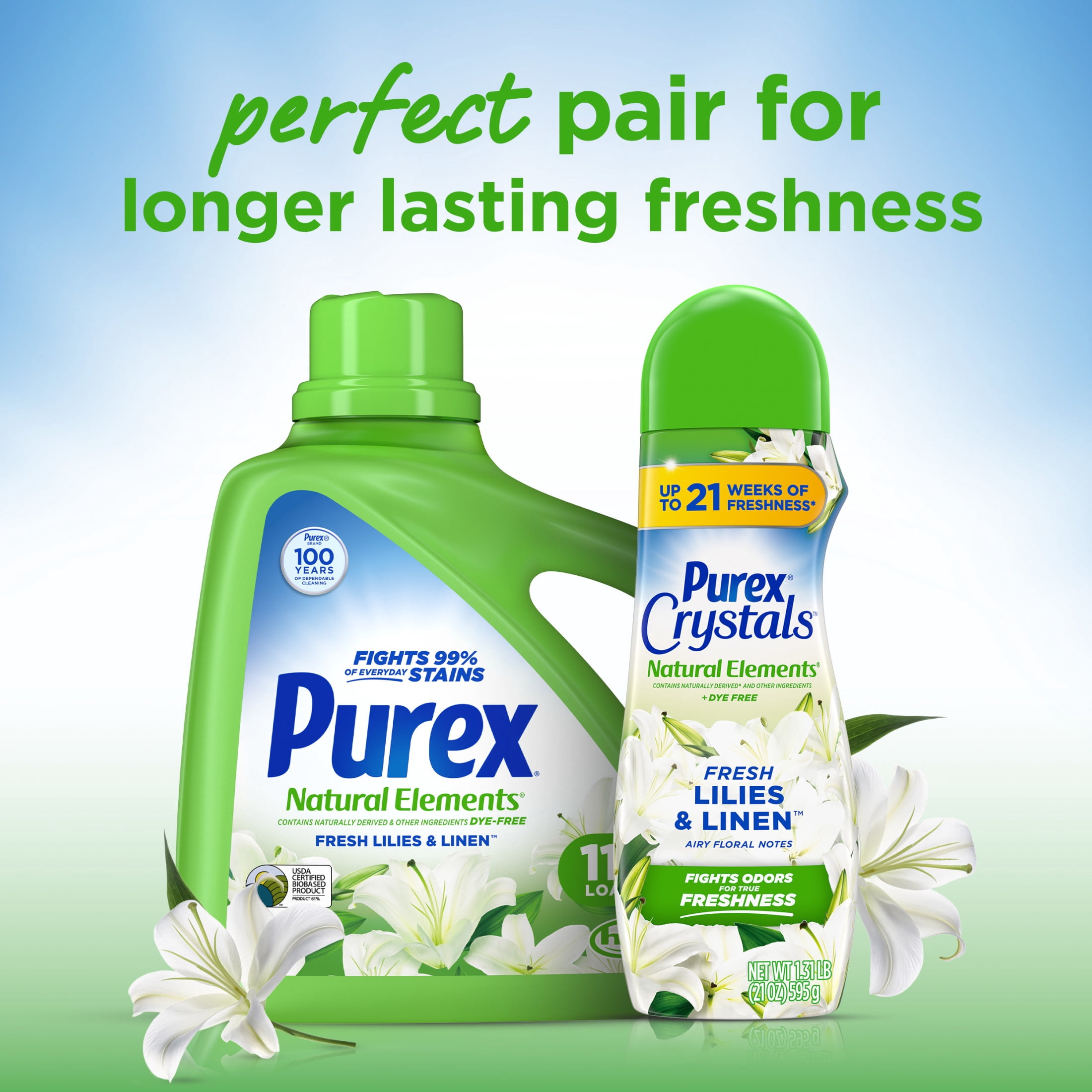 Purex Natural Elements Liquid Detergent, Fresh Lilies & Linen, 150