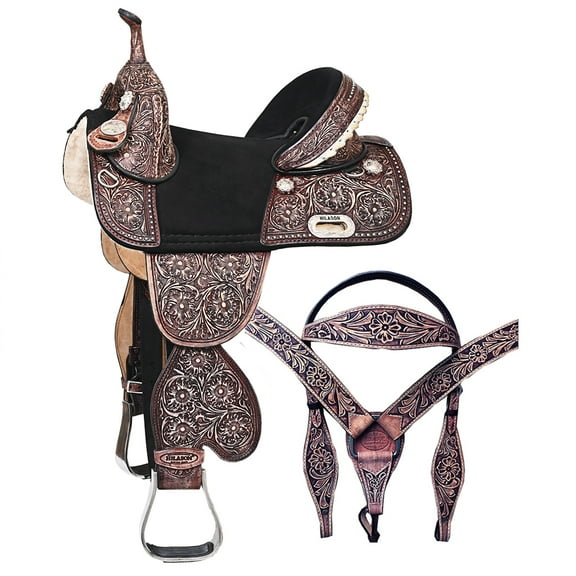 HILASON Western Horse Child Saddle Treeless American Leather Barrel | for Horses