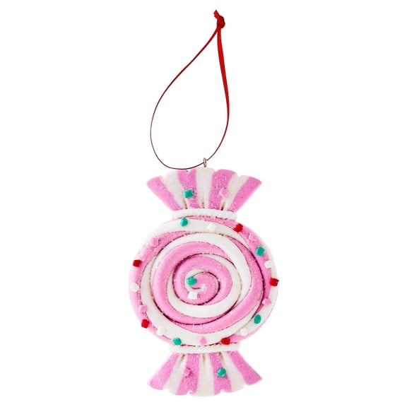 Pink and White Clay Dough Candy Christmas Ornament, 4.3", by Holiday Time