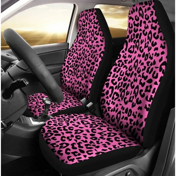 Colorful Pink Purple Animal Print Cheetah Car Seat Covers Pair 2 Front Seat Covers Car Seat Protector Car Accessories