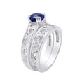 thumbnail image 2 of AFFY 1.03 Carat Round Simulated Blue Sapphire & Natural Diamond Filigree Engagement Ring 14K Solid White Gold Ring Size-10, 2 of 2