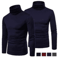 thumbnail image 4 of Merqwadd Men Long Sleeve Pullover High Neck Turtleneck Stretch Slim Basic T Shirt Tee Top, 4 of 5