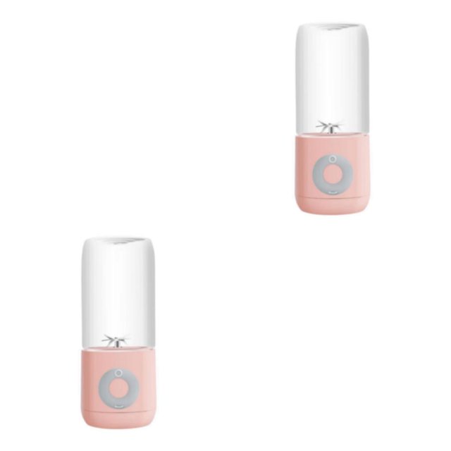 Decodeary 400ml Portable Mini Juicer USB Rechargeable Mixer Cup Blender Juice Pink 7.48x3.14 Inch 2Set