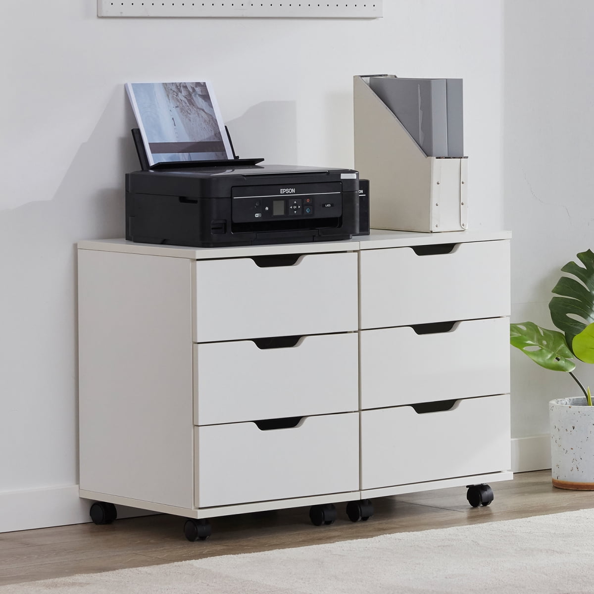 3-Drawer Vertical Filing Cabinet Rolling Wood Mobile File Cabinets Under Desk for Home Office with Casters Fully Assembled White Wood