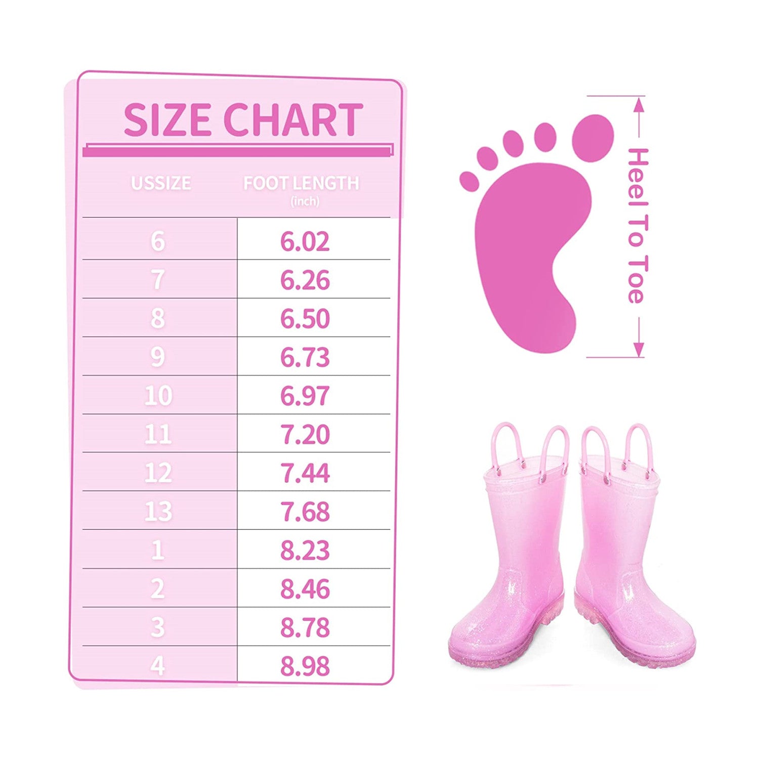 Bocca Kids' Waterproof Glitter Rain Boot Pink photo 3