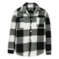 thumbnail image 6 of JIUKE Fleece Jacket for Men Sherpa Fuzzy Plaid Color Block Winter Coats Button down Collared Long Sleeve Shackets, 6 of 6