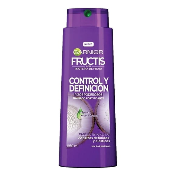 Shampoo Garnier Fructis control y definición rizos poderosos 650 ml