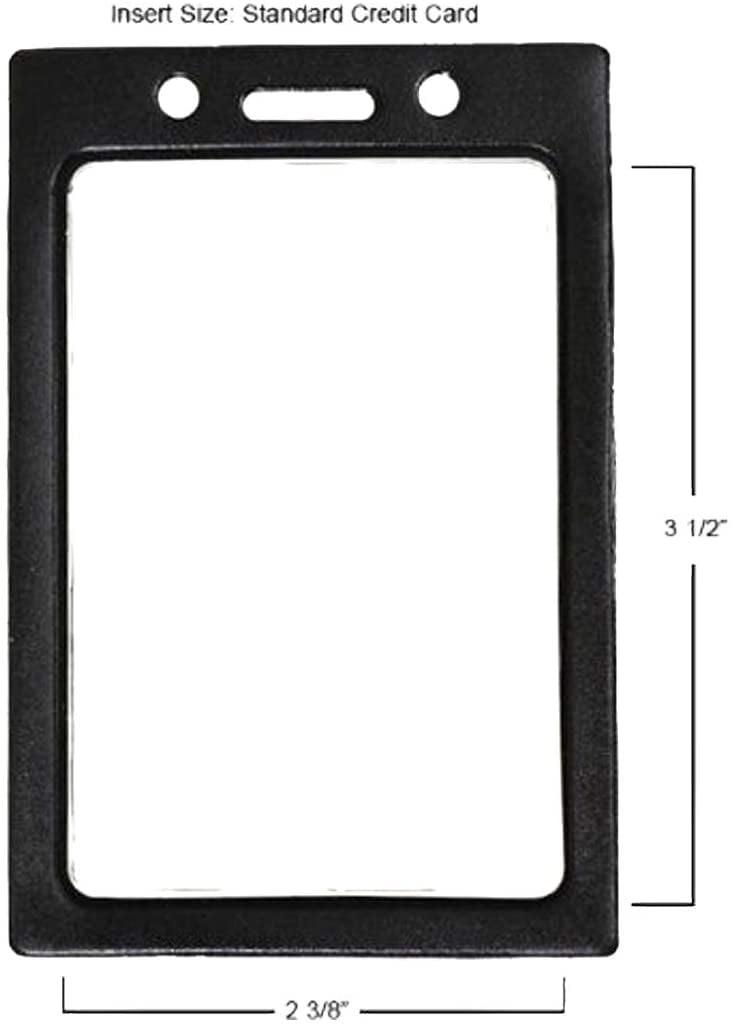 Bulk 100 Pack - Vertical Color-Frame Badge Holder - Clear Vinyl Window Protector with Color Border for Single Credit Card Size Key Cards and Badges by Specialist ID (Black)