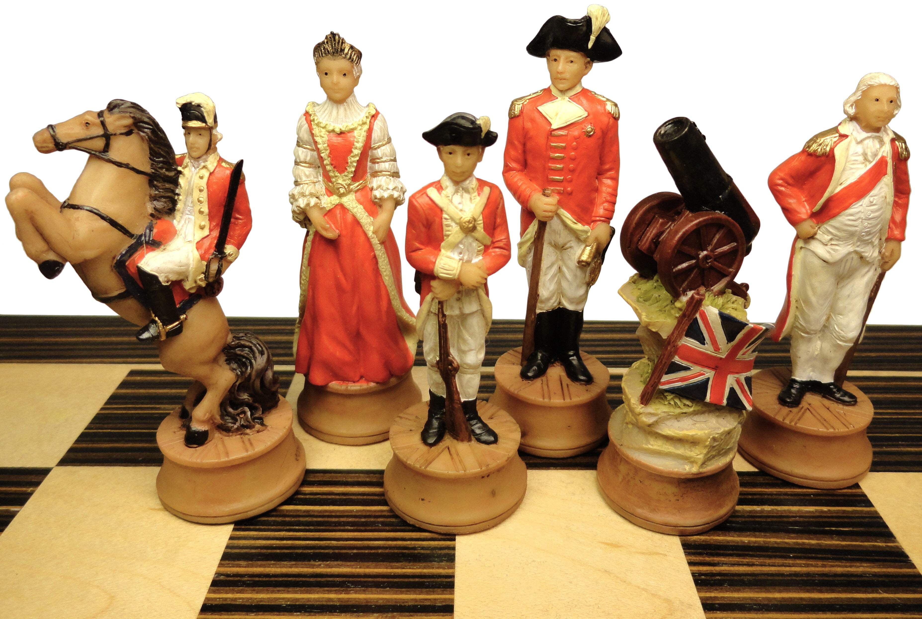 American REVOLUTION Chess Set W 14" Ebony Black  Maple Wood Board Independence