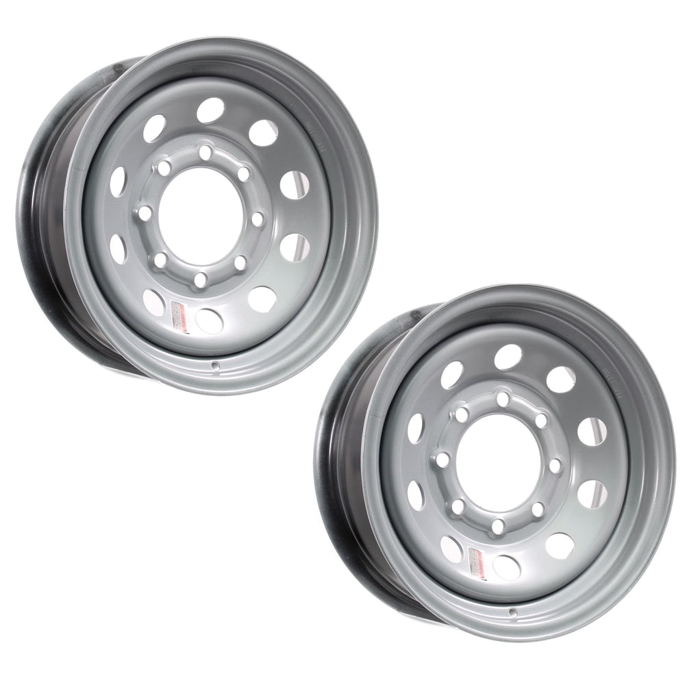 Two Heavy Duty Equipment Trailer Rims Wheels 16 in. 16X6 8H Silver