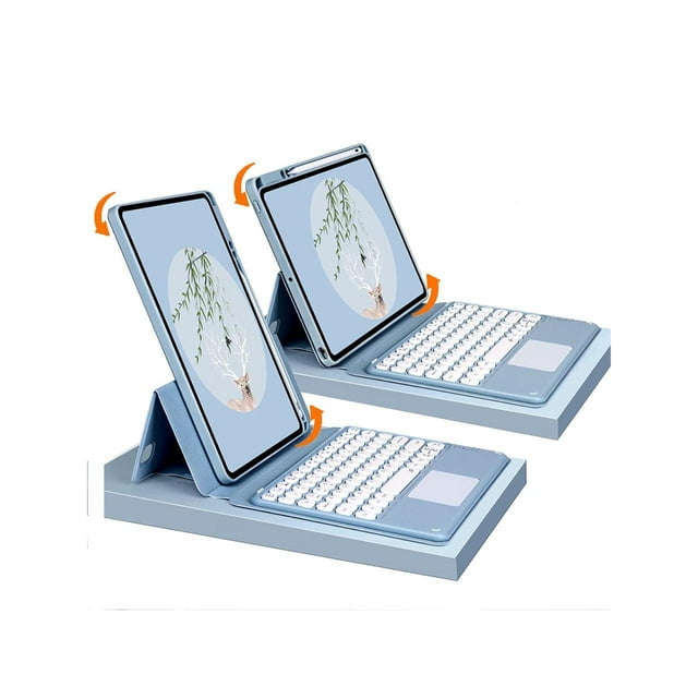 Keyboard Case for iPad 10.2 inch 9th 8th 7th Generation, iPad Pro Air 3, Pro 10.5 with Detachable Magnet Touchpad Keyboard & Pencil Holder, Clear Back Cover