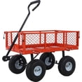 thumbnail image 5 of Heavy-Duty Steel Garden Cart with Removable Sides, 550 lb Capacity, 10" Tires - Versatile Utility for Yard, Landscaping, 3 cu ft (Red), 5 of 8