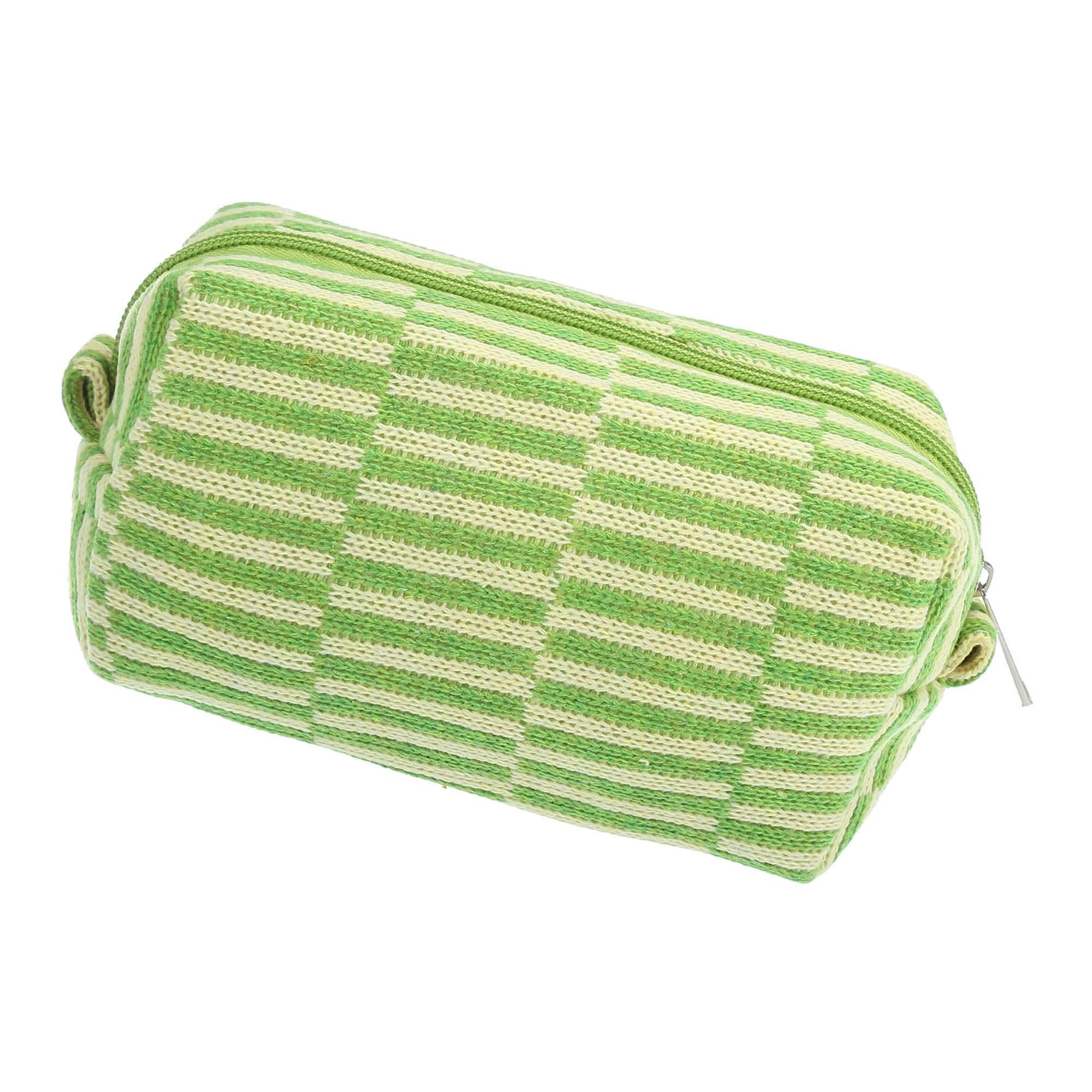 Unique Bargains Durable Knitting Makeup Bag for Vacation Business Travel Green Yellow
