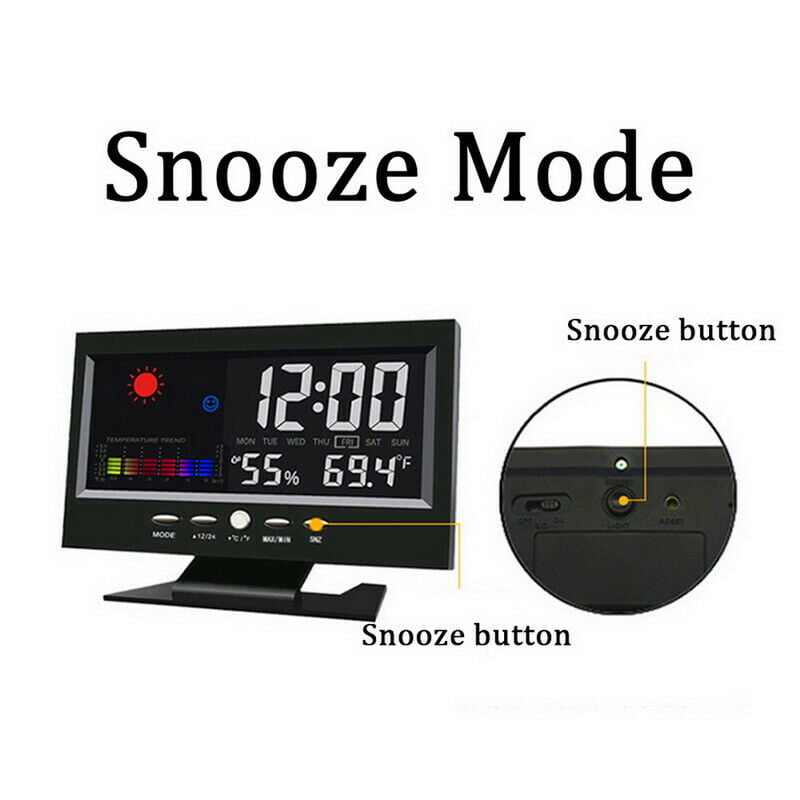 LED Digital Alarm Clock Snooze Calendar Thermometer Hygrometer Weather Display 