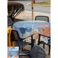 thumbnail image 5 of Outdoor Tablecloth with Umbrella Hole for Patio/Picnic/Party/Camping, Orange Navy Blue Coral Waterproof Table Cloth Square Cover Washable, Summer Beach Coastal Ocean Ombre (60"x 60"), 5 of 8